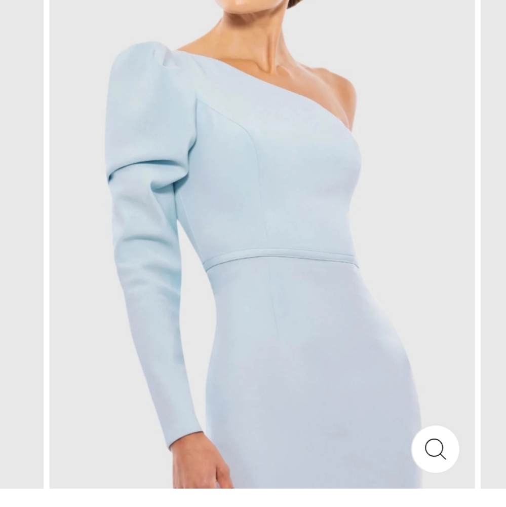Mac Duggal Light Blue One Shoulder Dress